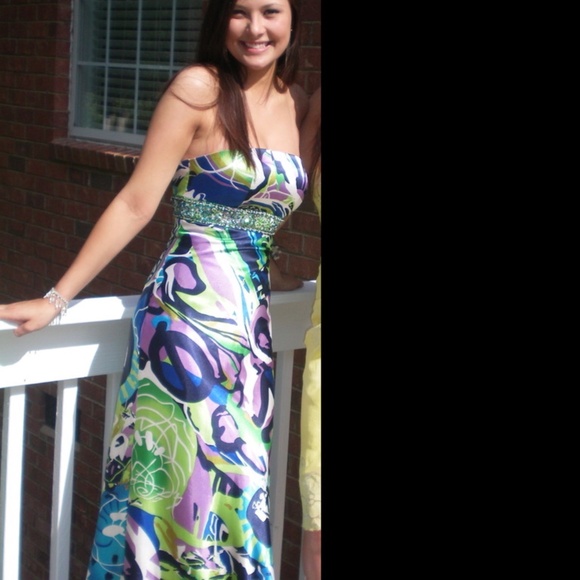 Colorful Strapless Maxi Dress Size XS/S, Y2K - Picture 7 of 7